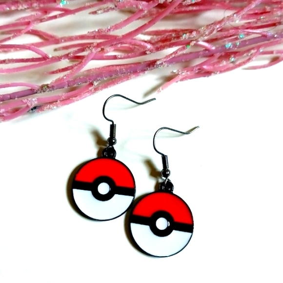 Cute Pokémon Poke' Ball Handmade Earrings - Picture 1 of 4